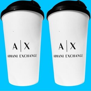 NWT 2 Armani Travel Mug Tumbler Coffee Tea Drink AX Gift